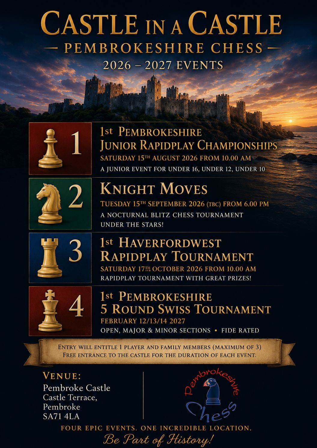 Chess Returns to Pembroke Castle: Four Epic Events for 2026–2027